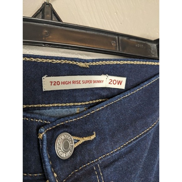 Levis Womens Plus 20W Blue Dark Wash 720 High Rise Super Skinny Stretch … - Picture 3 of 6